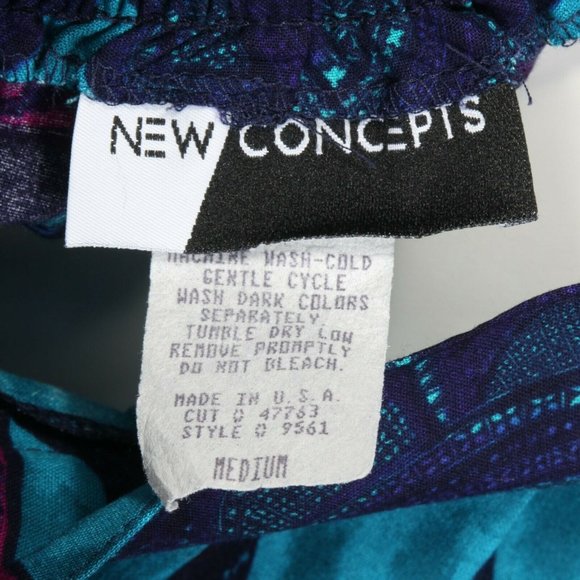 Vintage 1990's Turquoise Magenta Ornamental Paisley Pleated Skirt sz M /350 - Picture 5 of 5